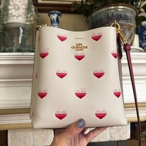 Coach Mollie Bucket Bag 22 – Cream & Pink Heart Print
